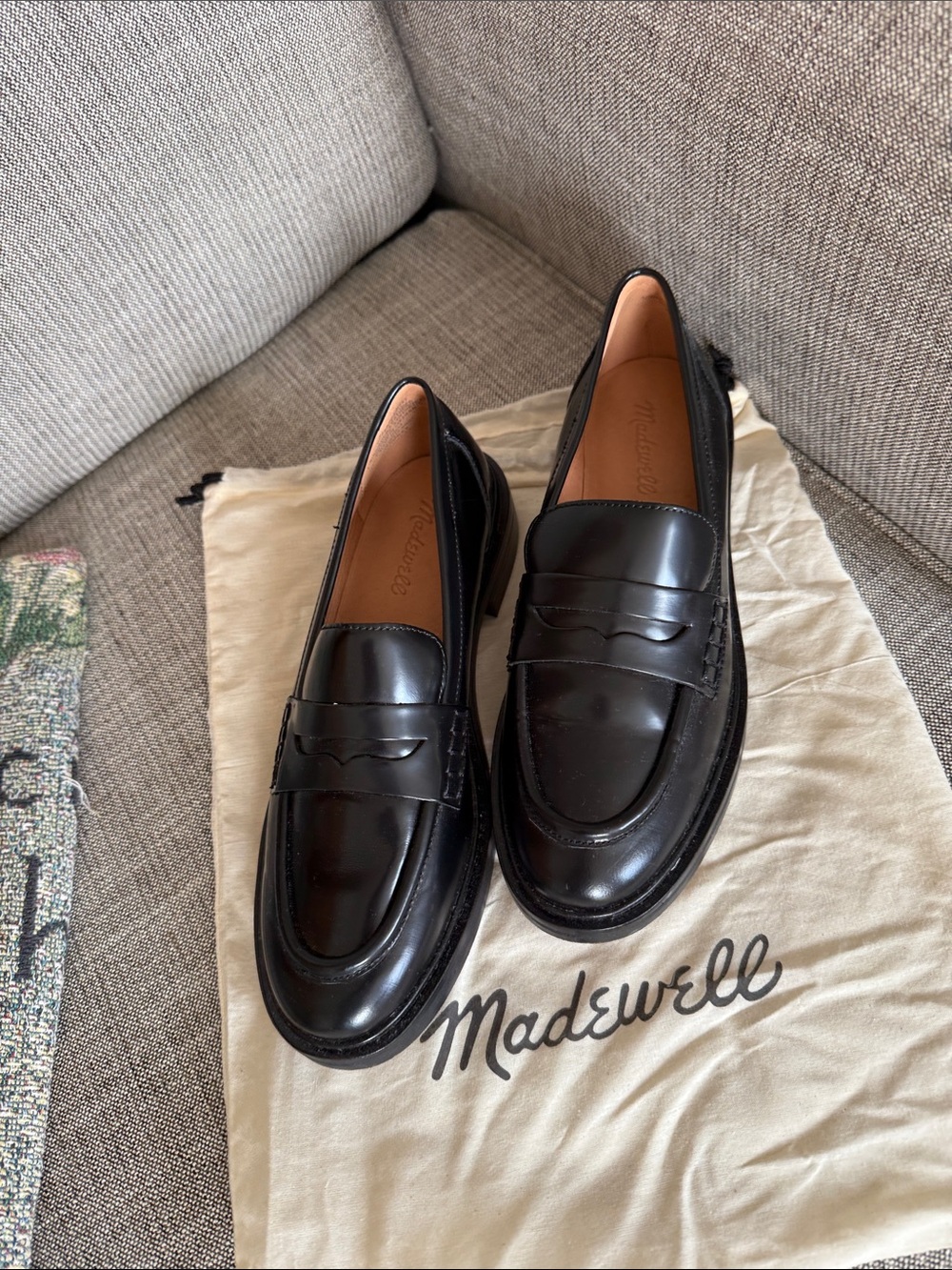 Madewell Black Leather Penny Loafers